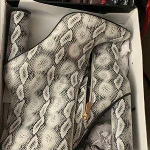 Snakeskin ankle booties